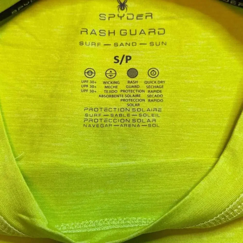 Spyder Swim Surf Sand Sun Rash Guard Long Sleeve Shirt Lime Green Small